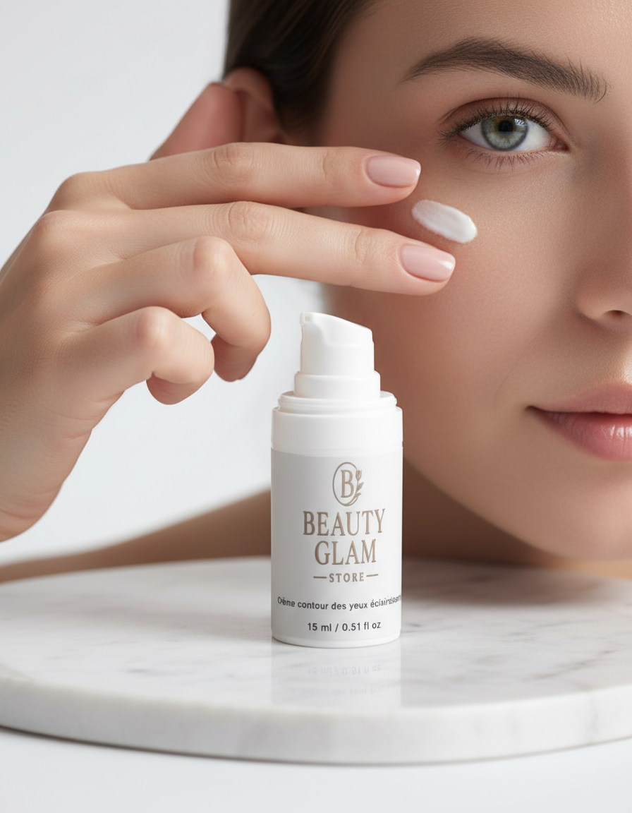 Application crème contour des yeux - pot visible