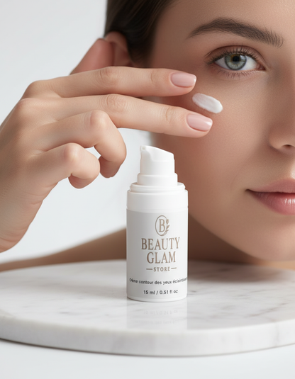 Application crème contour des yeux - pot visible