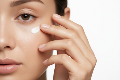 Application crème contour des yeux