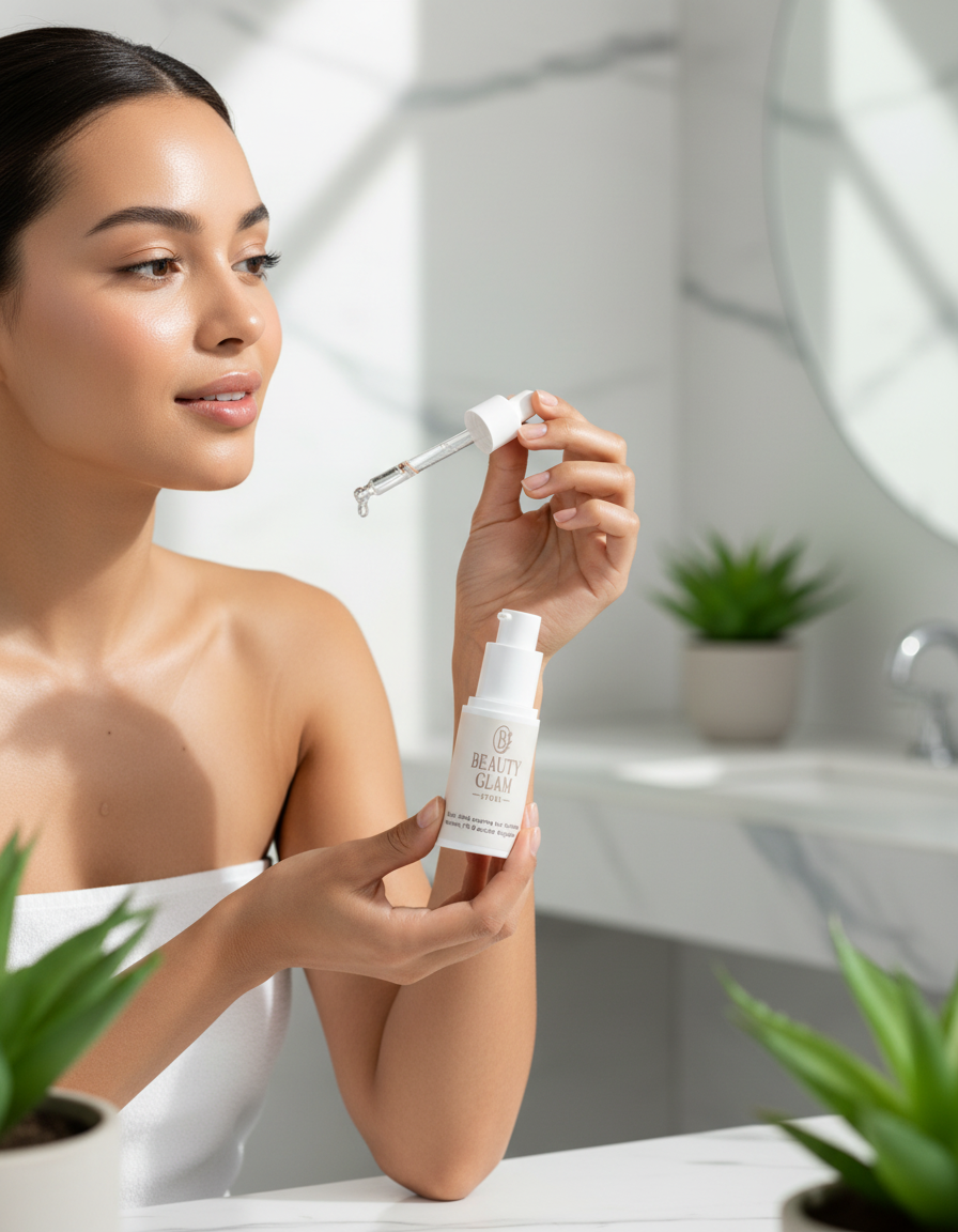 Femme appliquant le sérum anti-taches