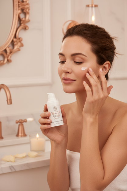 Femme avec votre produit crème contour yeux